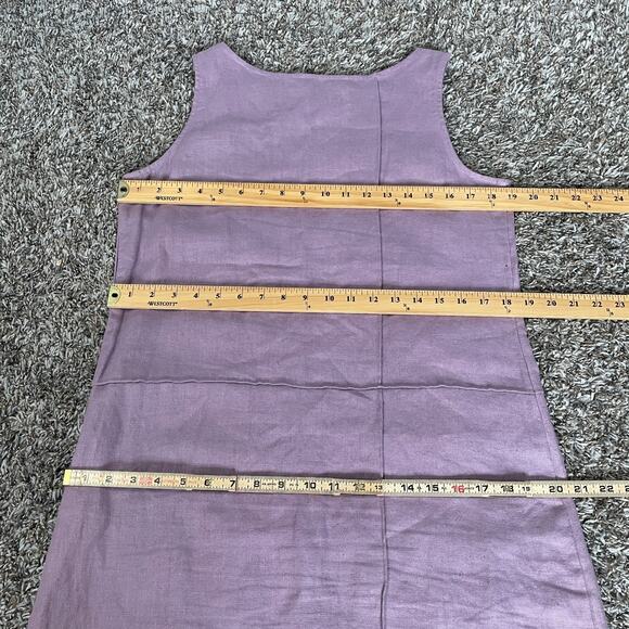 Vintage Shift Dress Size Medium Petite MP Purple Linen Embroidered Sleeveless - Picture 12 of 14